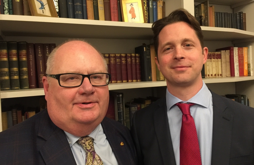 Former MP, Sir Eric Pickles with newly selected parliamentary candidate, Alex Burghart